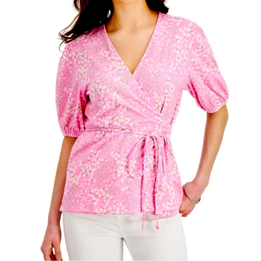 NWT Charter Club Wrap Floral Blouse